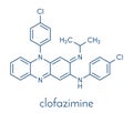 Clofazimine leprosy drug molecule. Skeletal formula.