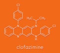 Clofazimine leprosy drug molecule. Skeletal formula.