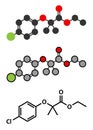 Clofibrate hyperlipidemia drug molecule (fibrate class Royalty Free Stock Photo