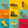 Clog icons set, flat style