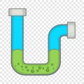 Clog in the pipe icon, cartoon style