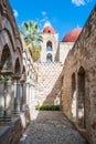 The cloister of the arab-norman church San Giovanni degli Eremiti in Palermo Royalty Free Stock Photo