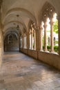 Cloister with beautiful arches and columns in old Dominican monastery in Dubrovnik Royalty Free Stock Photo