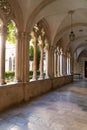 Cloister with beautiful arches and columns in old Dominican monastery in Dubrovnik Royalty Free Stock Photo