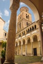 Cloister and bell tower. Cathedral, Salerno. Italy Royalty Free Stock Photo