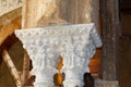 Cloister of the Benedictine monastery in the Cathedral of Monreale in Sicily. General view and details of the columns and capitals Royalty Free Stock Photo