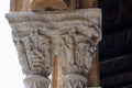 Cloister of the Benedictine monastery in the Cathedral of Monreale in Sicily. General view and details of the columns and capitals Royalty Free Stock Photo