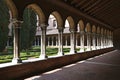 Cloister at Church of the Jacobins and 14th century galleries, with gray marble colonnades & capitals with plant sculptures