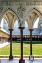 Cloister gallery of the medieval abbey of Mont Saint Michel, France Royalty Free Stock Photo