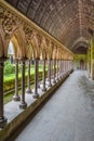 Cloister in Mont Saint Michel Cathedral, Normandy, France Royalty Free Stock Photo