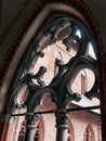 Cloister tracery window of Malbork castle, Poland Royalty Free Stock Photo