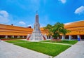 Cloister of Wat Mahathat temple with small Prang in the middle, Bangkok, Thailand Royalty Free Stock Photo