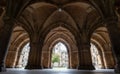 Cloisters on the Glasgow University campus, Scotland. The Cloisters are also known as The Undercroft. Royalty Free Stock Photo