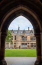 Cloisters on the Glasgow University campus in Scotland, built in Gothic Revival style, also known as The Undercroft. Royalty Free Stock Photo