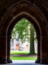 Cloisters on the Glasgow University campus in Scotland, built in Gothic Revival style, also known as The Undercroft. Royalty Free Stock Photo