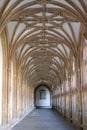 Cloisters at Wells Cathedral, Somerset UK. Cathedral is built in medieval Gothic style.