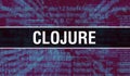 Clojure with Digital java code text. Clojure and Computer software coding vector concept. Programming coding script java, digital Royalty Free Stock Photo