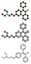 Clomifene (clomiphene) ovulation inducing drug molecule. The E-isomer (enclomifene) isomer is shown