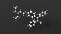 clomifene molecule, molecular structure, clomiphene, ball and stick 3d model, structural chemical formula with colored atoms