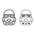 Clone Commander Bacara line and solid icon, star wars concept, clone trooper officer marshal vector sign on white