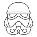 Clone Commander Bacara thin line icon, star wars concept, clone trooper officer marshal vector sign on white background