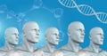 Clone 3D men in group with genetic DNA