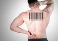 Clone man in row with barcode on back Royalty Free Stock Photo