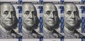 Cloned Benjamine Franklin portrait on 100 dollar bill