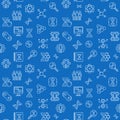 Cloning line vector seamless pattern with blue background