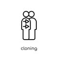 Cloning icon. Trendy modern flat linear vector Cloning icon on w Royalty Free Stock Photo