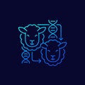 cloning line icon with a sheep, vector Royalty Free Stock Photo