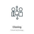 Cloning outline vector icon. Thin line black cloning icon, flat vector simple element illustration from editable future technology Royalty Free Stock Photo
