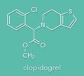Clopidogrel antiplatelet agent molecule. Inhibits blood clotting Skeletal formula. Royalty Free Stock Photo