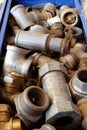 Clopse-up of Galvanized pipe fittings