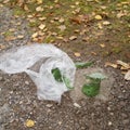 Broken bottle glass on asphalt Royalty Free Stock Photo