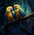 Close Aesthetic shot of two lovely parrots Royalty Free Stock Photo