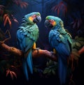 Close Aesthetic shot of two lovely parrots Royalty Free Stock Photo
