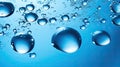 close blue water bubble background