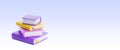 Close book stack on pastel purple background Royalty Free Stock Photo