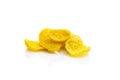Close breakfast Cornflakes isolated on white. Snack cereal corn flakes best with milk. Vegan gluten-free organic
