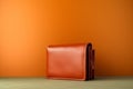 A close brown leather wallet on background with copy space
