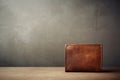 A close brown leather wallet on background with copy space