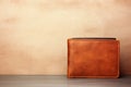 A close brown leather wallet on background with copy space