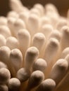 Close of bunch of cotton wool bud q tips top Royalty Free Stock Photo