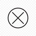 Close button vector icon. X close button symbol, delete cross in circle