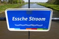 Close colorful nameplate of the short river Essche