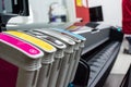Close Detail Of Ink Cartridges In Plotter For Printing