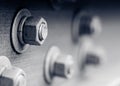 Close detail of screws in black and white Royalty Free Stock Photo