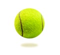 The close distance of the yellow tennis ball is pretty clear. Single ball isolated on a white background that can be easily used t Royalty Free Stock Photo