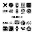 close door store board icons set vector